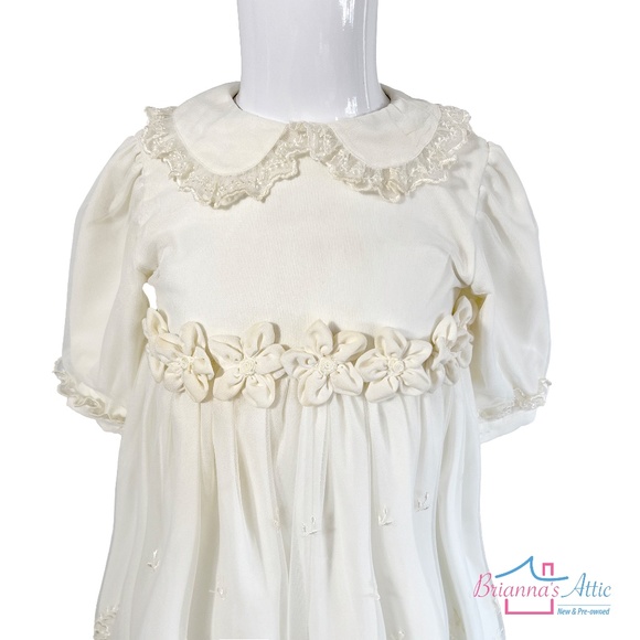 ALETTA Lace Overlay BAPTISM gown Ivory off white Size 6 to 8 months - Picture 3 of 13